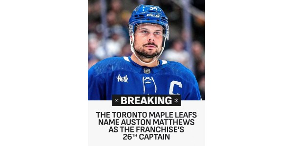 Toronto Maple Leafs gaben offiziell bekannt, dass Matthews der 26. Kapitän wurde